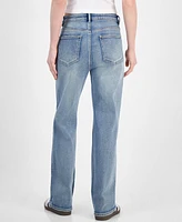 Madden Girl Juniors' Super High Rise Distressed 90s Wide Leg Jeans