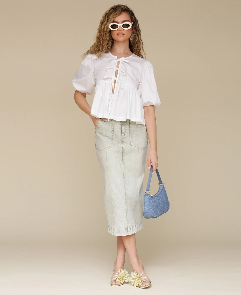 Avec Les Filles Women's Denim Midi Skirt