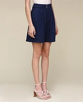 Avec Les Filles Women's Belted Linen-Blend Shorts
