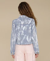 Avec Les Filles Women's Raw-Edge Cropped Trucker Jacket