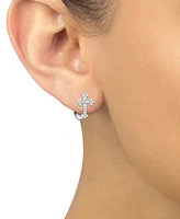 Diamond Cross Hoop Earrings (1/4 ct. t.w.) in 14k White Gold