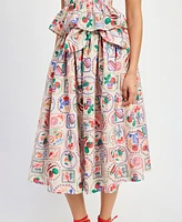 En Saison Women's Nayeli Printed Midi Skirt