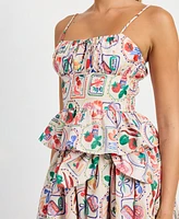 En Saison Women's Nayeli Printed Peplum Top