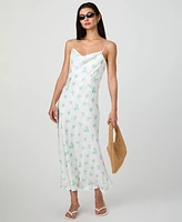 French Connection Women's Anna Fleur Satin Cowlneck Dress