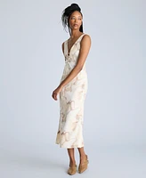 Kenneth Cole Women's Printed Tie-Detail Midi Dress