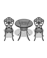 3-Piece Set Of All-Weather Cast Aluminum Dining Furniture Set With Black Frame