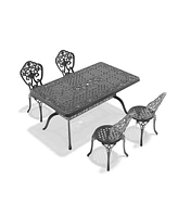 5-Piece Set Of All-Weather Cast Aluminum Dining Furniture Set With Black Frame