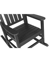 3-Piece Rocking Chair Set, All-Weather Rockers & Table - Black