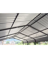 New 12x20 Ft Heavy Duty Metal Carport, Galvanized Steel Roof, Gray