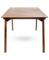 Outdoor 6 Seater Acacia Wood Dining Set with Cushins,Finish and Cream