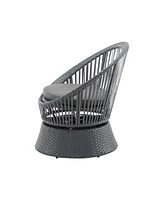 Gray swivel wicker lounge chairs (set of 2), Modern, rattan/iron frame