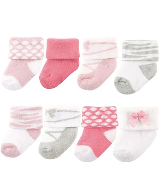 Luvable Friends Baby Girls Newborn Terry Socks, Ballet