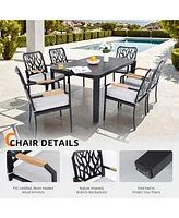 7-Pc Patio Dining Set, Aluminum frame, Sunbrella cushions, umbrella hole