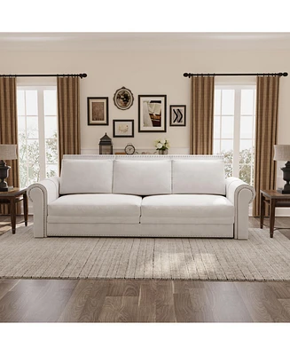 93.7" Velvet Chesterfield Sofa Bed: 3-in-1 Convertible Sofa with Nailhead Trim
