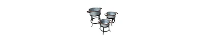 3-Piece Galvanized Metal Planter Set – Round Tub Design with Iron Stands