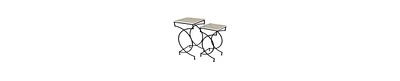 Set of 2 Geometric Plant Stand Tables with Square Marble Tops