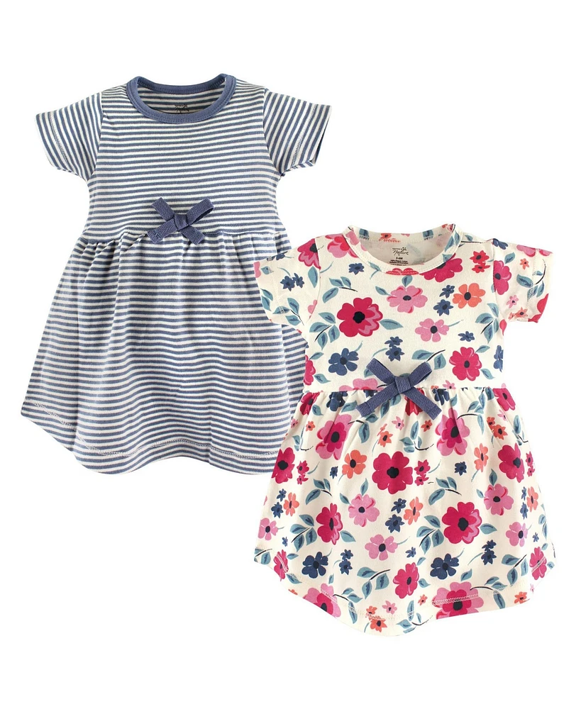 Touched by Nature Toddler Girls Womens Organic Cotton Short-Sleeve Dresses, Garden Floral, 4