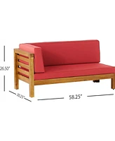 V-Shaped Acacia Wood Outdoor Sectional Sofa Set