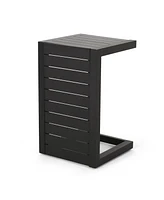 Modern Matte Black Aluminum C-Shaped Outdoor Side Table