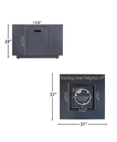 24" Patio Fire Pit, 33" Square, 50K Btu, Dark Grey, Tank Inside