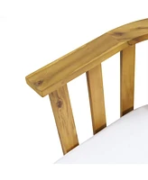 3-Pc Acacia Patio Set, Club Chairs, Table, Cushions, Teak Finish
