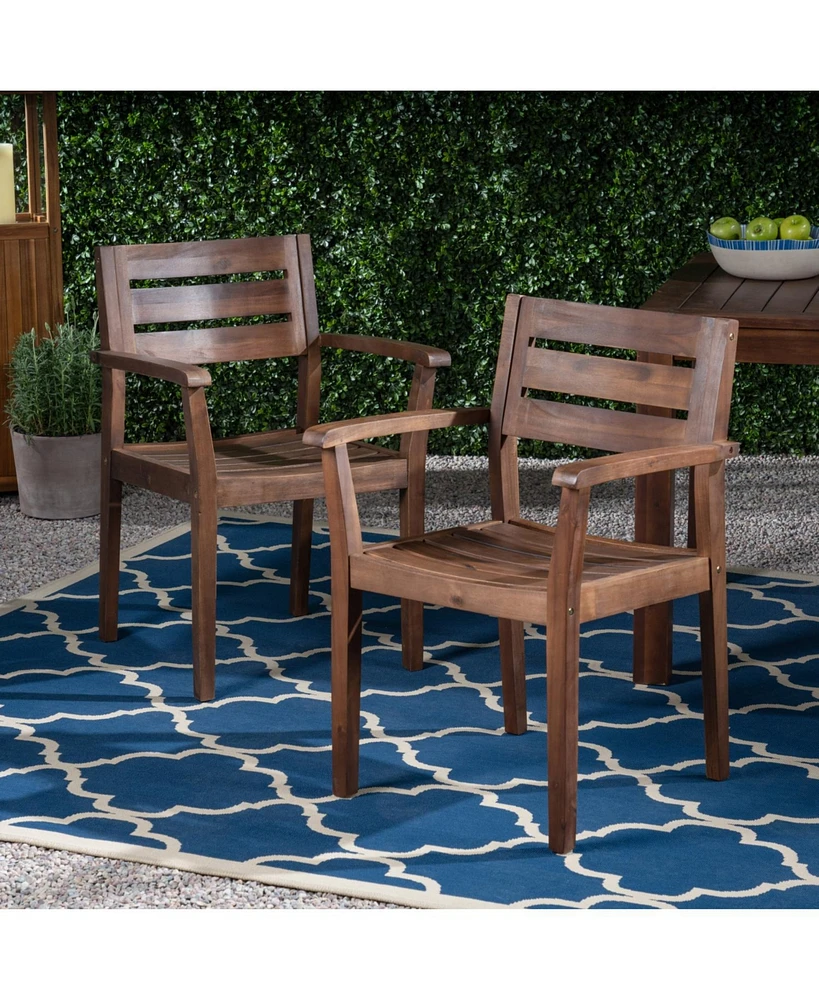 Stamford Acacia Wood Dining Chairs (Set of 2) - Dark Brown