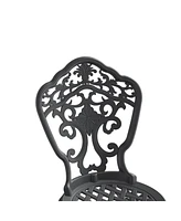 Piece Set Of All-Weather Cast Aluminum Dining Furniture Set With Black Frame
