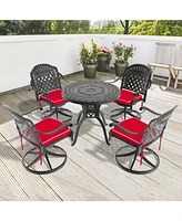 5-Pc Cast Aluminum Dining Set, 4 Swivel Chairs, 31,5" Round Table