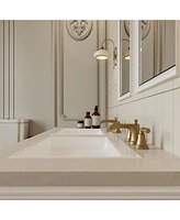 8 in. Widespread Double-Handle 3-Hole Waterfall Bathroom Faucet Water-Saving with Metal Drain Brushed Gold