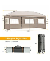 10x20 Khaki Pop Up Canopy Tent with Sidewalls & Wheeled Bag