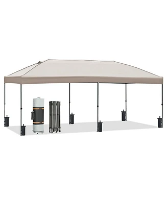 10x20 Khaki Pop Up Canopy Tent with Sidewalls & Wheeled Bag