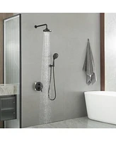 Single Handle 2-Spray Shower Faucet Set 1.8 Gpm with Valve Dual Handheld Shower Head with High Pressure in Matte Black