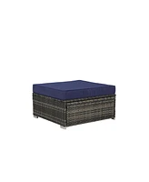 8-Piece Outdoor Wicker Patio Sofa Set w/ Washable Cushions & Glass Table