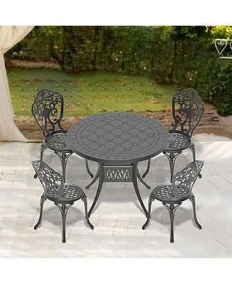 5-Piece Set Of All-Weather Cast Aluminum Dining Furniture Set With Black Frame