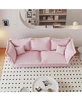 90.55" Modern Comfy Upholstered Sofa, Convertible Chaise Lounge with Pillows