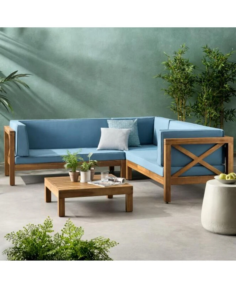 Acacia Wood Outdoor Sectional Sofa Set