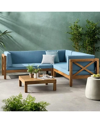 Acacia Wood Outdoor Sectional Sofa Set