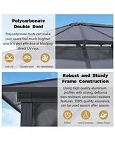 10x12FT Hardtop Gazebo, Aluminum frame, polycarbonate roof