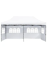 10x20 Pop Up Canopy Tent, Waterproof, Uv Protection, Adjustable Height, Roller Bag, White