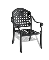 7-Piece Cast Aluminum Patio Set, Black Frame, Random Color Cushions