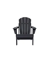 Black Hdpe Folding Adirondack Chair w/ Cup Holders