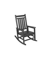 3-Piece Grey Rocking Chair Set, 2 Rockers, 1 Table, Wood-Texture