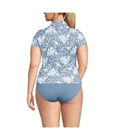 Lands' End Plus Short Sleeve Pique Johnny Collar Upf 50 Rash Guard