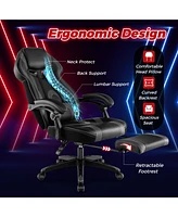 Gaming Chair Racing Style Swivel Chair with Footrest and Adjustable Lumbar Pillow