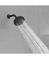 Single Handle 1-Spray Round Rain Shower Faucet Set 1.8 Gpm with High Pressure Shower Head in Matte Black