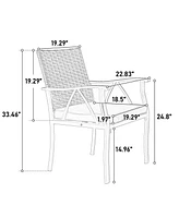 7pc Patio Dining Set, Wicker, Swivel Rockers, Cushions, Table