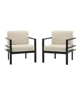 3 Piece Modern Outdoor Patio Seating with Aluminum Frame, Cushions