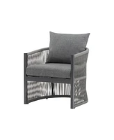 [Set of 2] Modern Gray Curved Aluminum Lounge Chair
