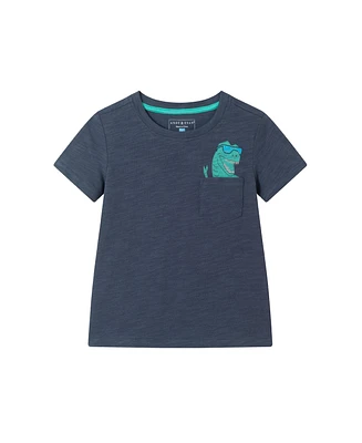 Andy & Evan Toddler Boys Toddler/Child Navy Slubbed Dino Pocket Tee