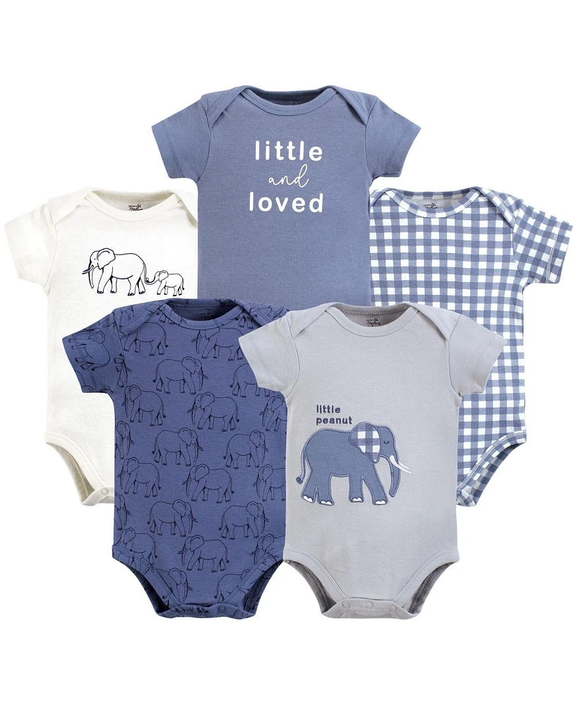 Touched by Nature Baby Boys Cotton Bodysuits, Blue Peanut, Preemie